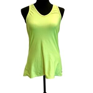 Under Armour heat gear fluorescent neon yellow racer back tank top Sz M athletic